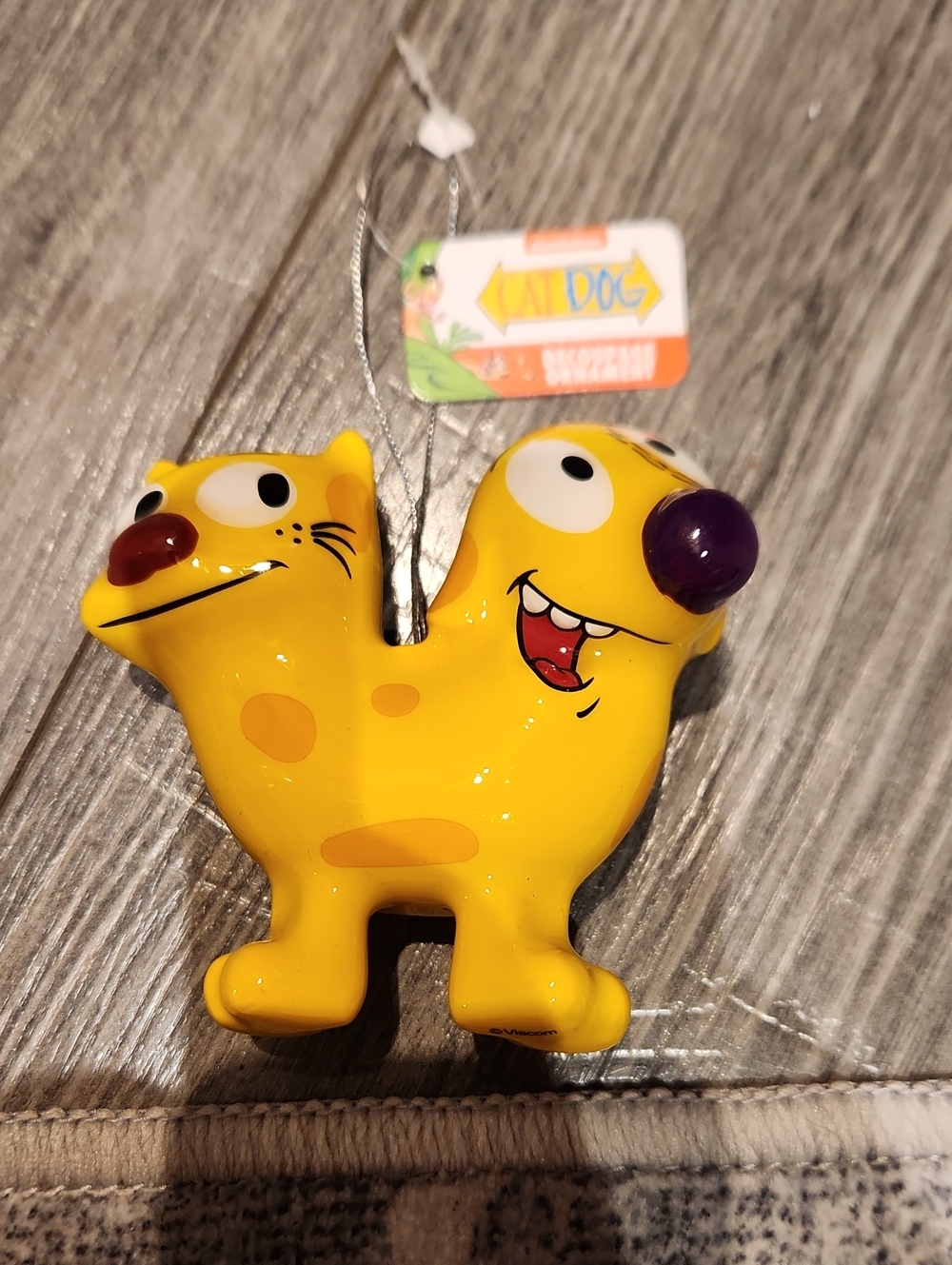 NWT Nickelodeon Yellow Double-Headed CatDog Character Ornament